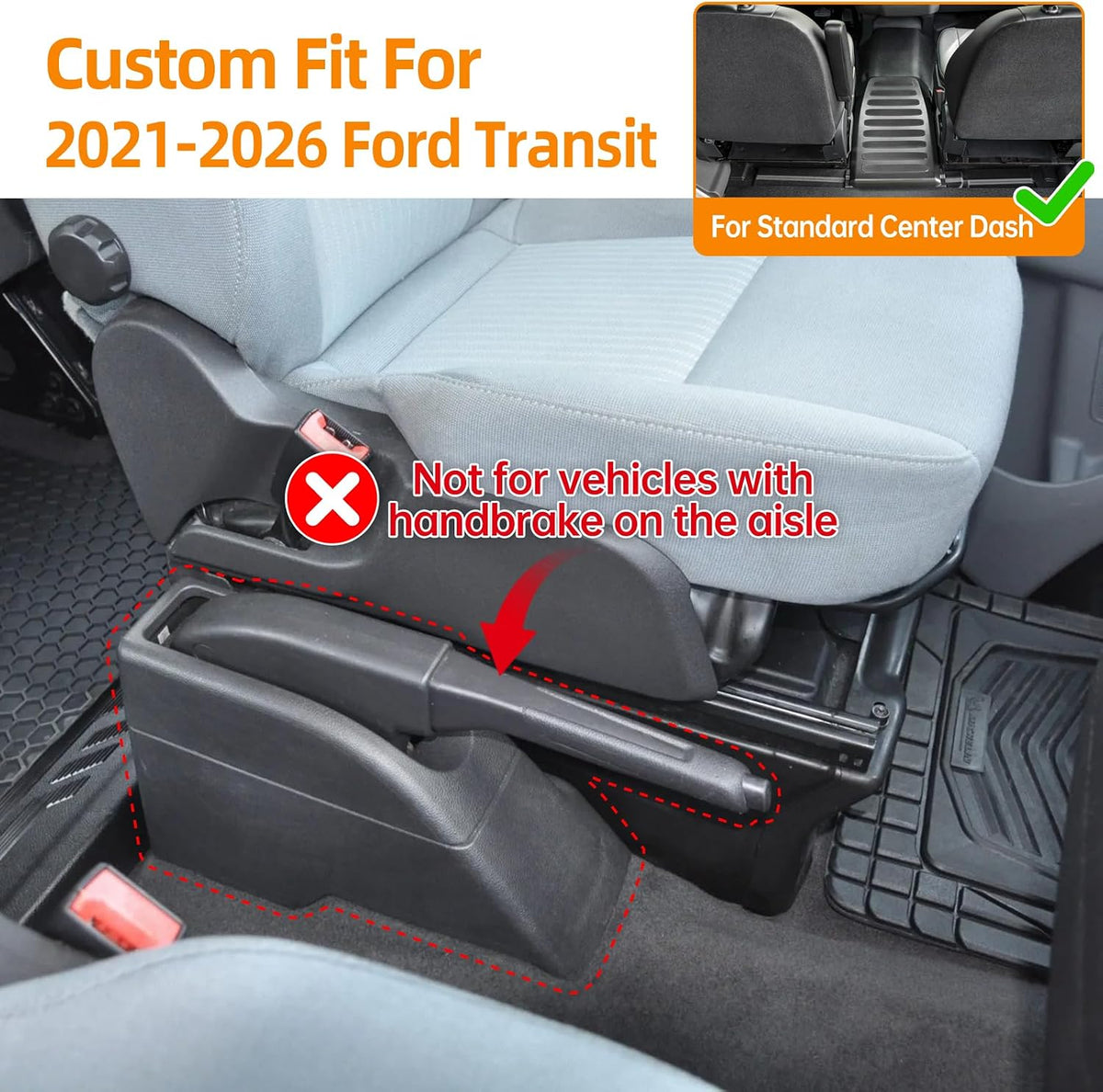 Floor Organizer Compatible with 2021-2026 Ford Transit Center Console Storage Organizer Under Seat Box Bin Cup Holder for Transit Accessories(Not for Transit Connect)