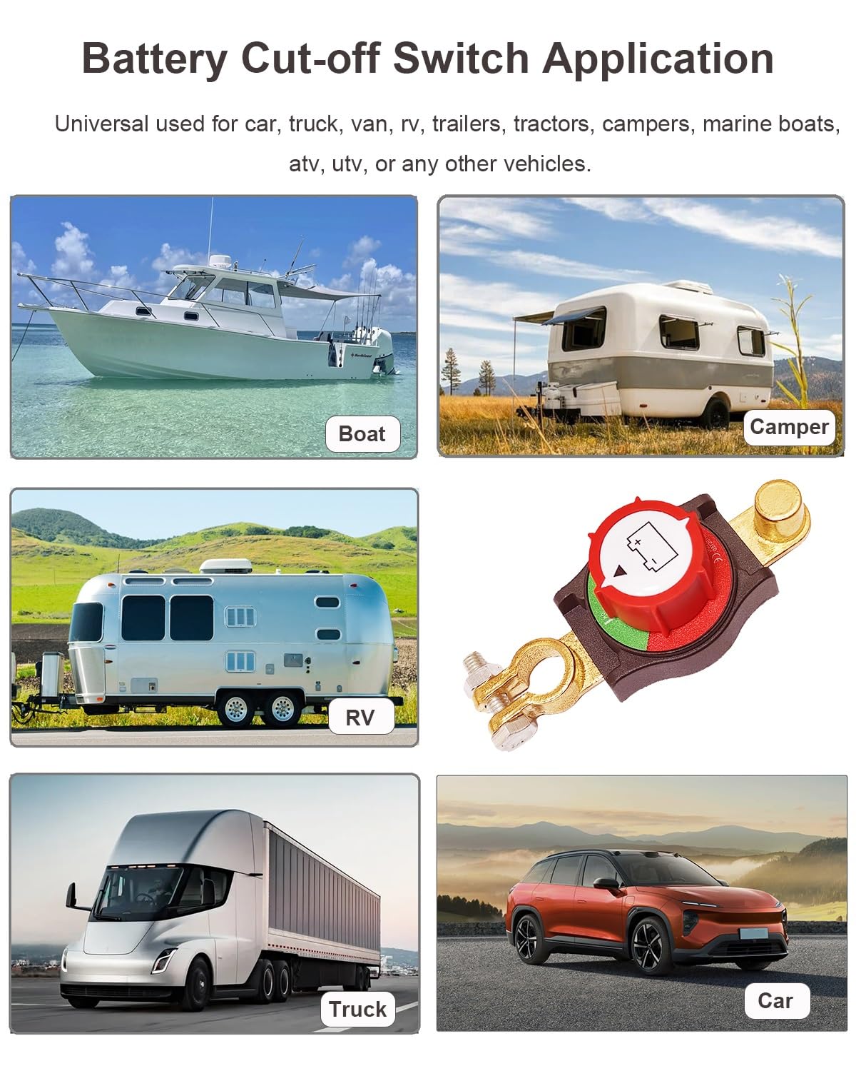 Negative Battery Quick Disconnect, 12V-48V Heavy Duty Top Post Terminal Switch 300A High Current On-Off Kill Switch Power Cut Master Isolator for Car Vehicle RV ATV Boat Marine Trailer