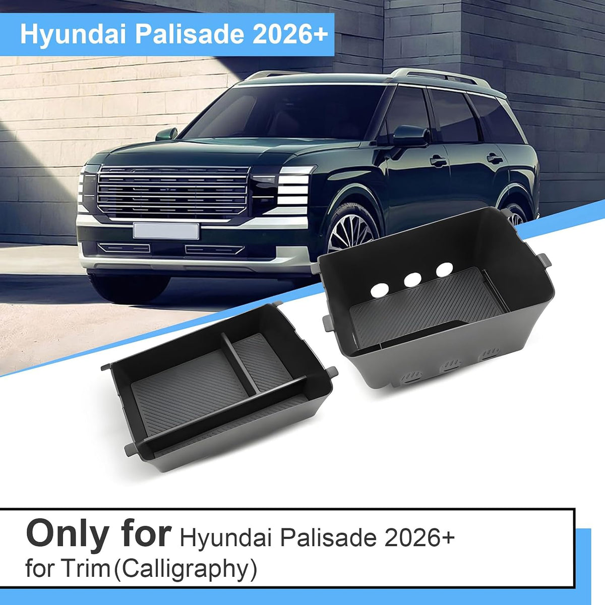 Double Layer, 2026 2027 Palisade Center Console Organizer for Hyundai Palisade (Calligraphy) (Only fit 7-Seater with Dual-Opening Center Console), Durable Console Tray 2026 Palisade Accessories