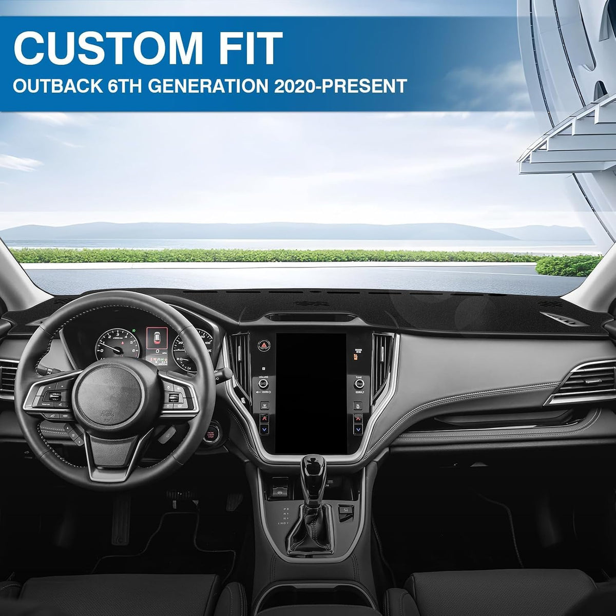 KUST Black Dash Cover for Subaru Outback 2020 2021 2022 2023 2024 2025 Left Hand Driving Dashboard Cover Polyester Dash Mat Non-Slip Interior Accessories for Subaru Outback No Glare