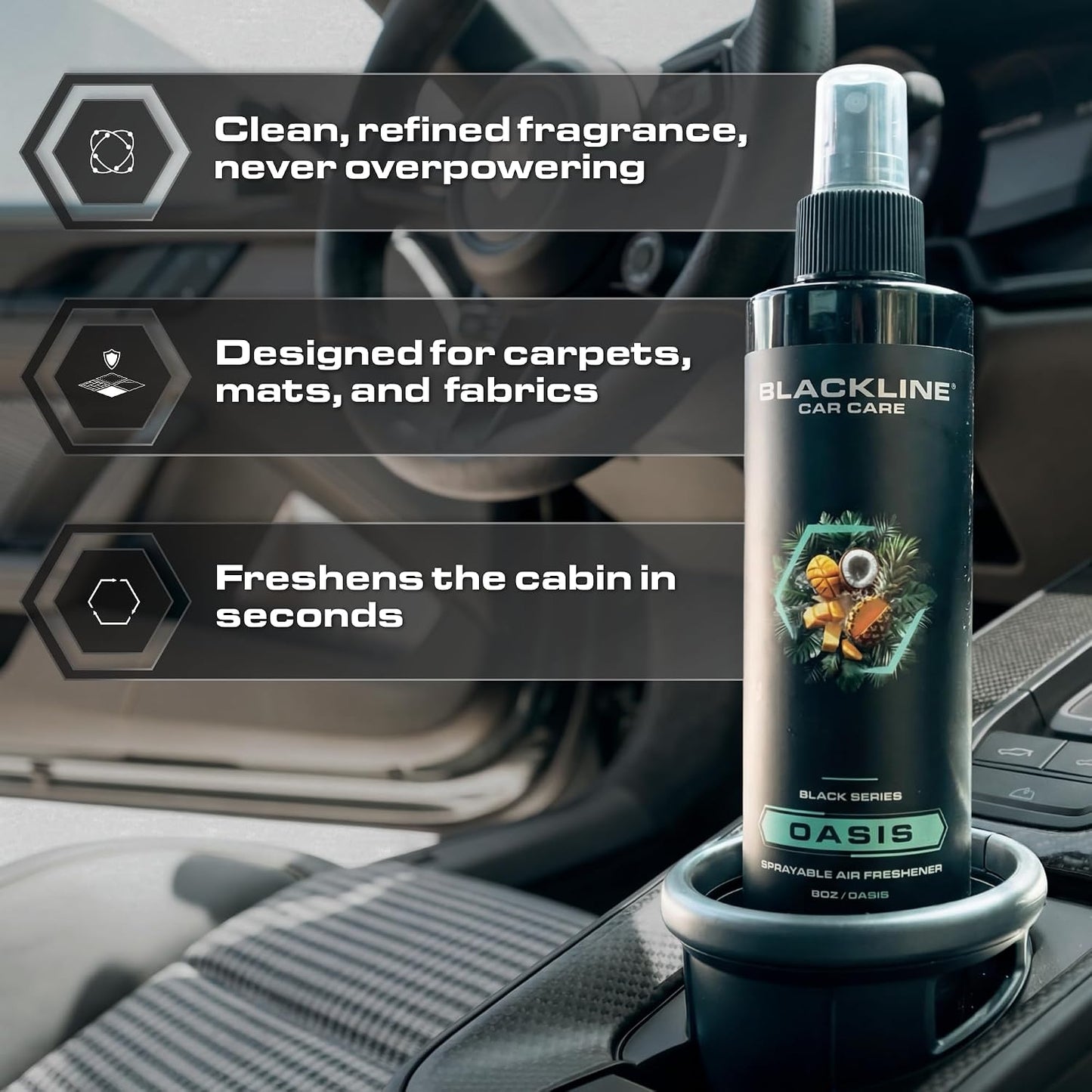 Blackline Car Care - Ocean Breeze Car Air Freshener Spray, Premium Odor Eliminator for Cars, Trucks, RVs, SUV, or Home Use - 8 fl OZ - Air Freshener - Ocean Breeze Spray