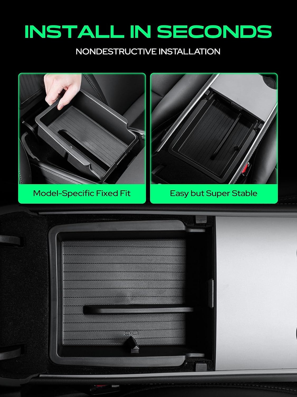 YHTAUTO Center Armrest Center Console Organizer Tray for Tesla