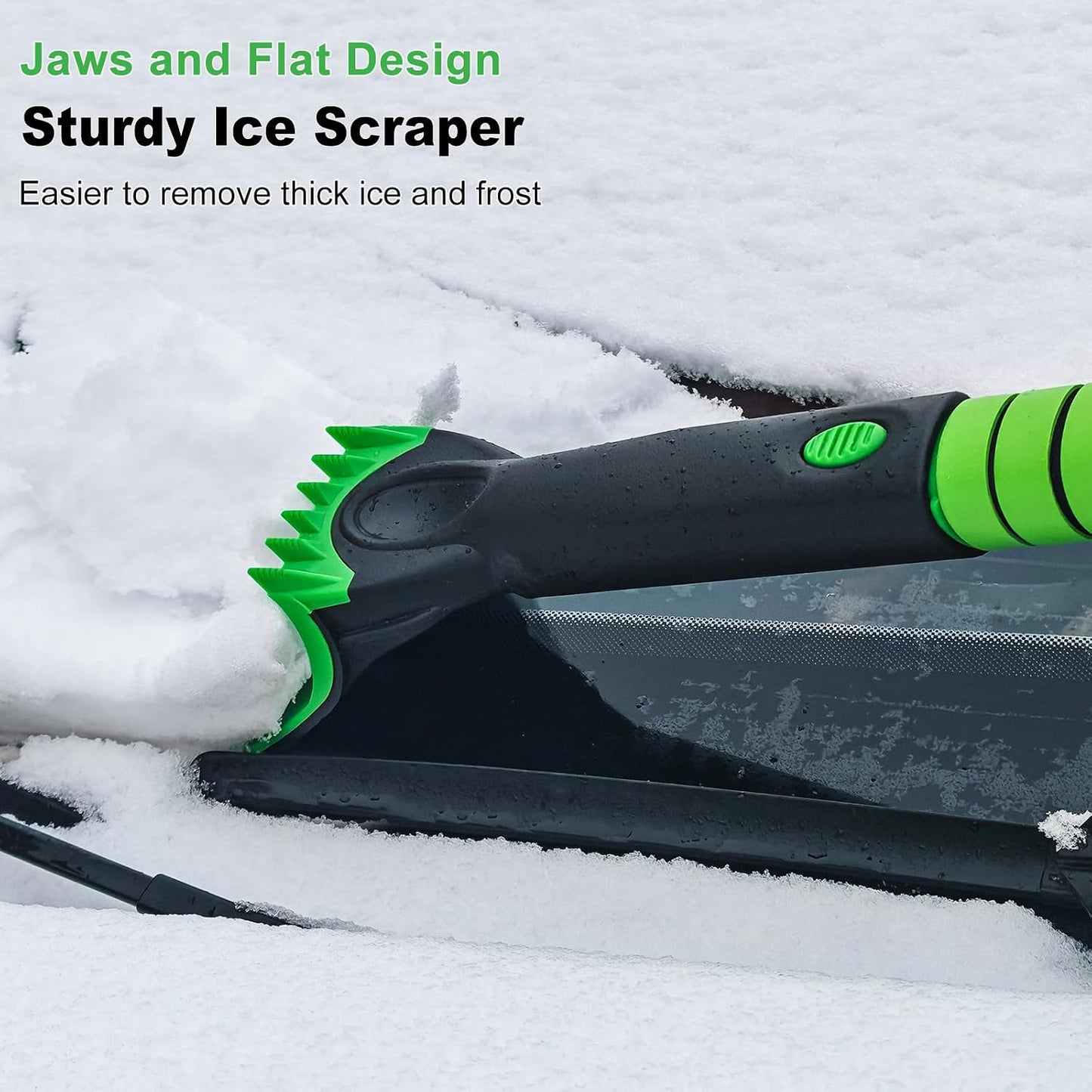 SEAAES 55 Inch Snow Broom and Ice Scraper for Windshield, Extendable Snow Brush with Foam Grip, Snow Ice Removal for SUV Truck Window
