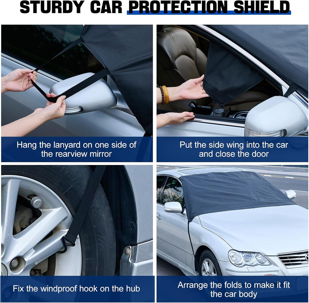 Subody Cldkz Windshield Cover for ice and Snow | 600D Three-Layer Composite Waterproof,Sunshade,Dustproof Fabric |Windshield Snow Cover for car, SUV, Truck|Winter car Accessories|car Windshield Cover