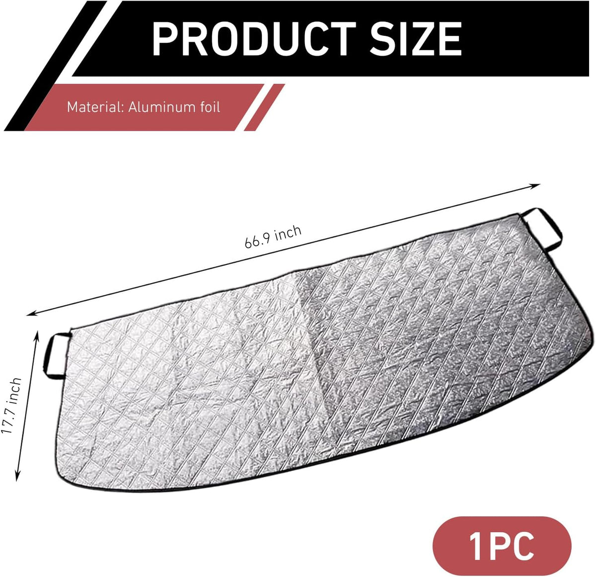 All Weather Foldable Half Car Windshield Cover, Hail Ice Snow Dust Leaf Blocker Sunshade Protector, Universal Window Guard Fit Cars SUVs (Silver)