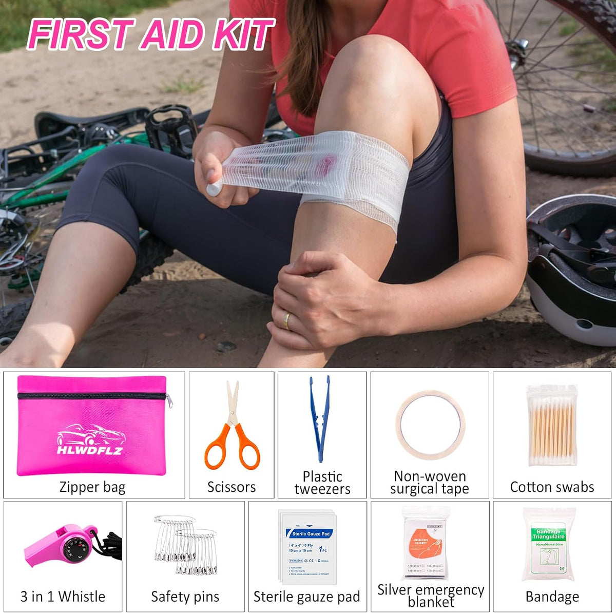 Car Emergency Kit with Portable Air Compressor - Roadside Emergency Kit for Vehicles, Winter Car Safety Roadside Assist Kit, Emergency Car Kit for Teen Girl and Ladies M-75