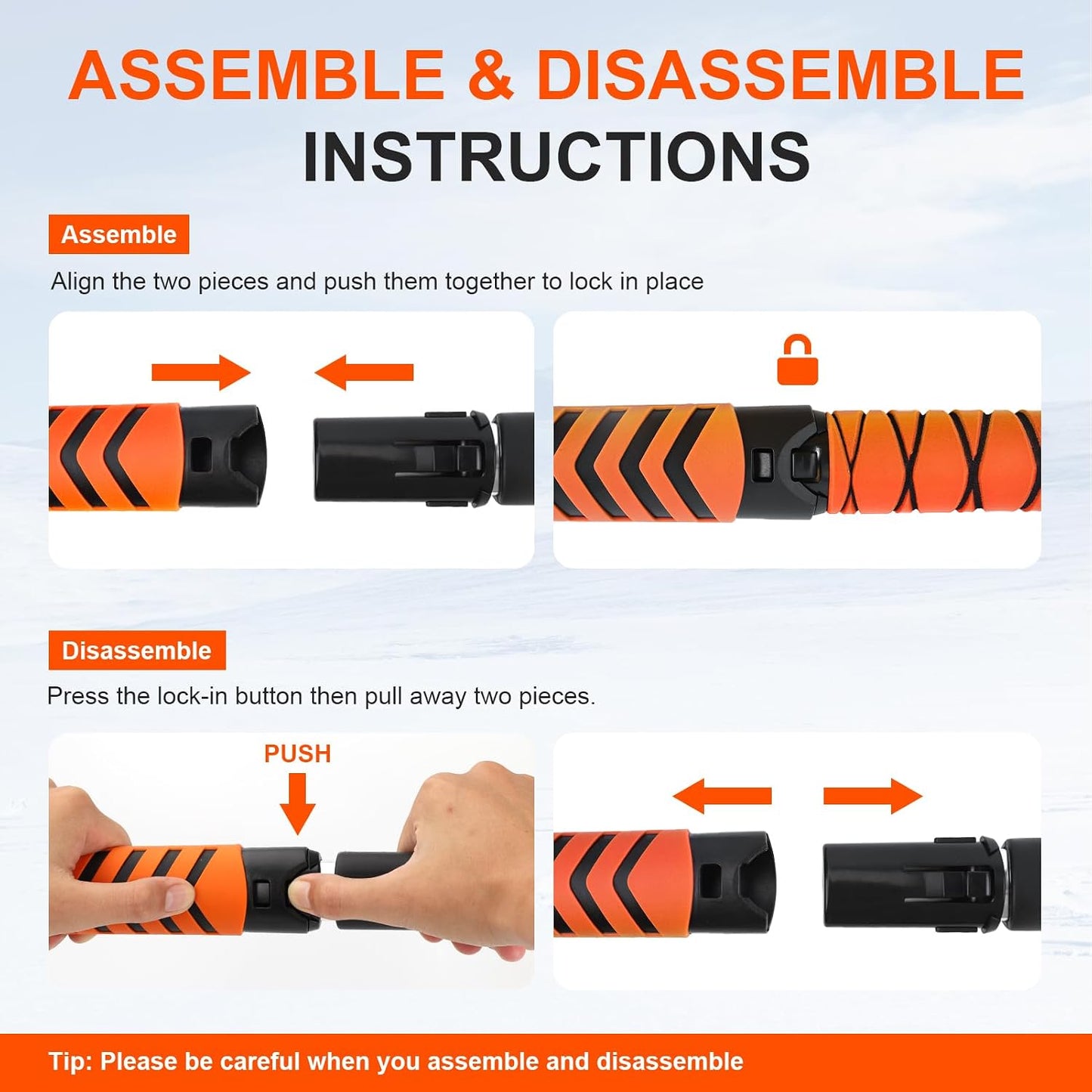 COMOWARE Extendable Snow Brush for Car, Ice Scrapers for Car Windshield Combo Kit with 270° Pivoting Head, 6-in-1 Snow Removal Tool with Snow Shovel Snow Scraper for Car, Truck, SUV, Winter Car Kit