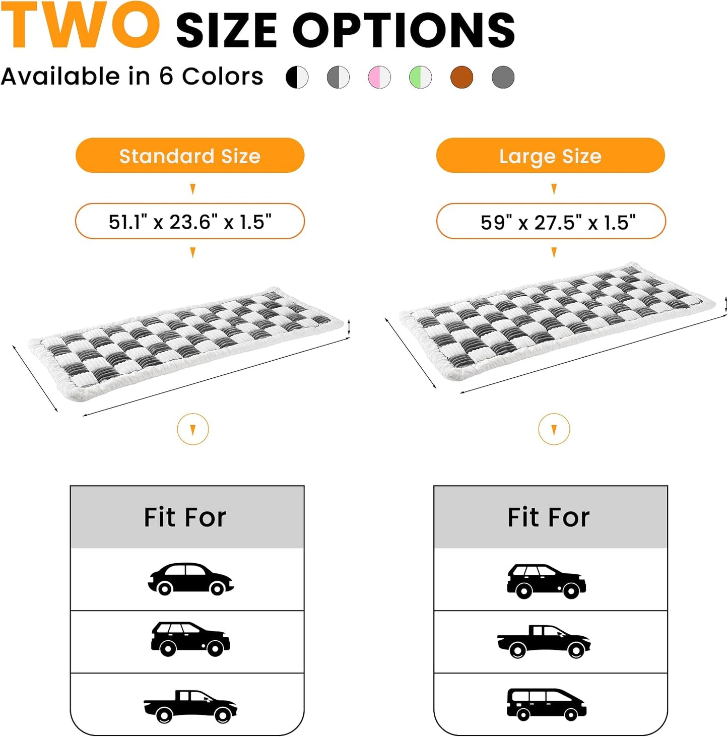 HiPetpy Backseat Dog Bed Mat, Non-Slip Dog Bed for Car Back Seat, Soft & Cozy Dogs Blanket, Washable Travel Pet Mat Seat Protector for Cars, SUVs, Trucks (Grey/White, 51.1" L x 23.6" W x 1.5" Th)