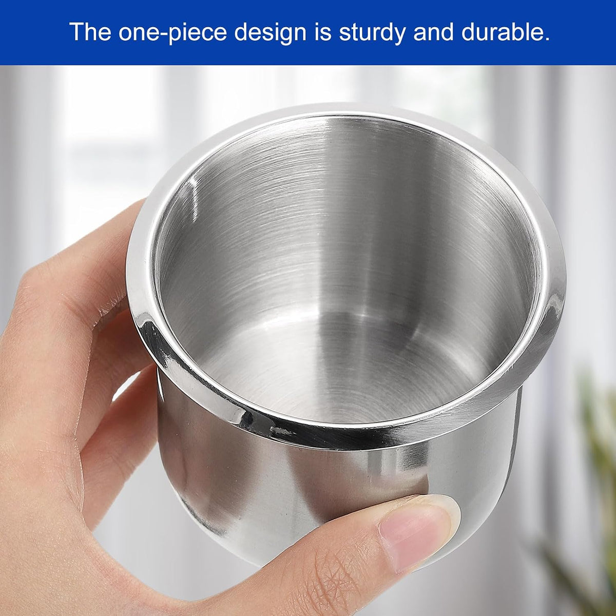 uxcell 2 Pcs 201 Stainless Steel Drop-in Cup, 2.44" x 4.6" Drink Can Holder Poker Table Cup Holder Insert for Sofa Boat Car Marine, Silver