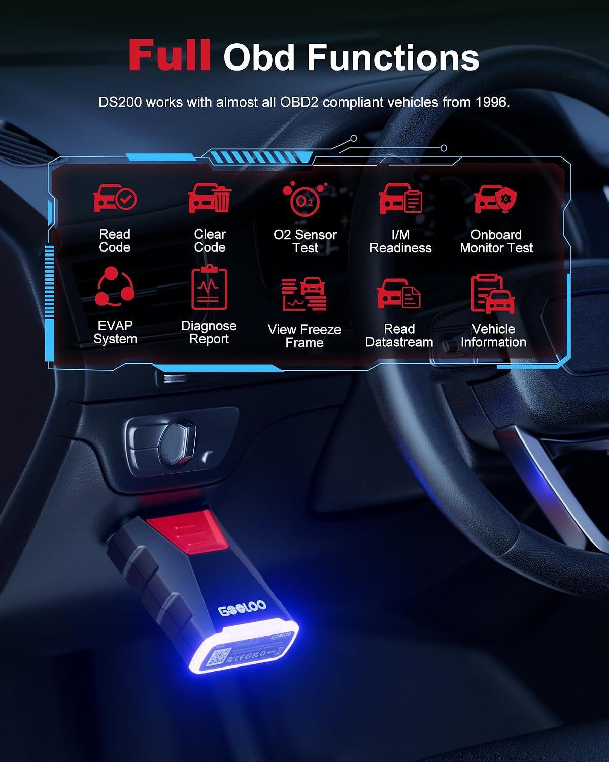 GOOLOO DS200 OBD2 Scanner, Bi-Directional Diagnostic Tool for 1996+ Vehicle