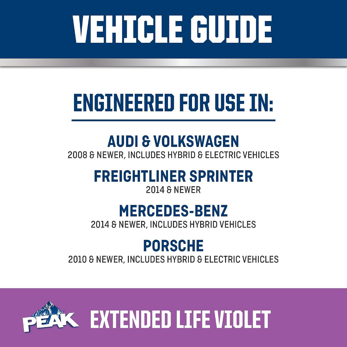 PEAK OET Extended Life Violet Concentrate Antifreeze/Coolant for European Vehicles, 1 Gal.