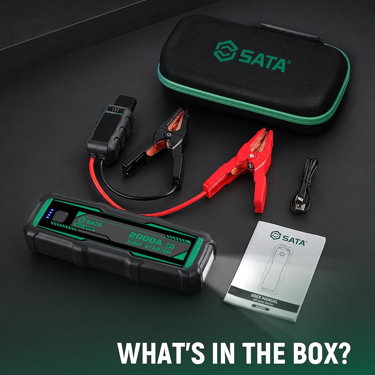 SATA 2000A Car Battery Jump Starter, 88.8Wh Power Pack for 12V Vehicles