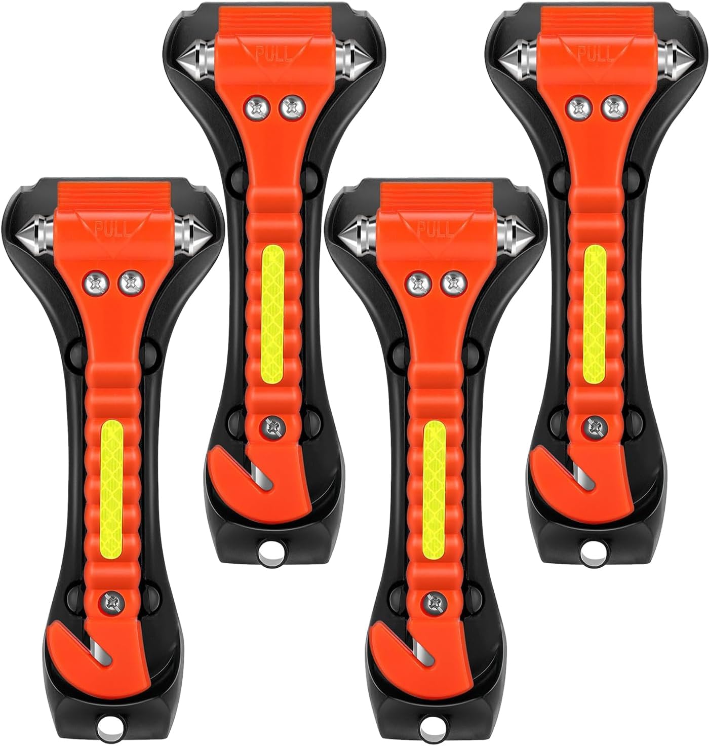 Car Safety Hammer 4 Pack, Car Window Glass Breaker and Seat Belt Cutter Car Emergency Escape Tool with Light Reflective Tape for Family Rescue, Life Saving Survival Kit