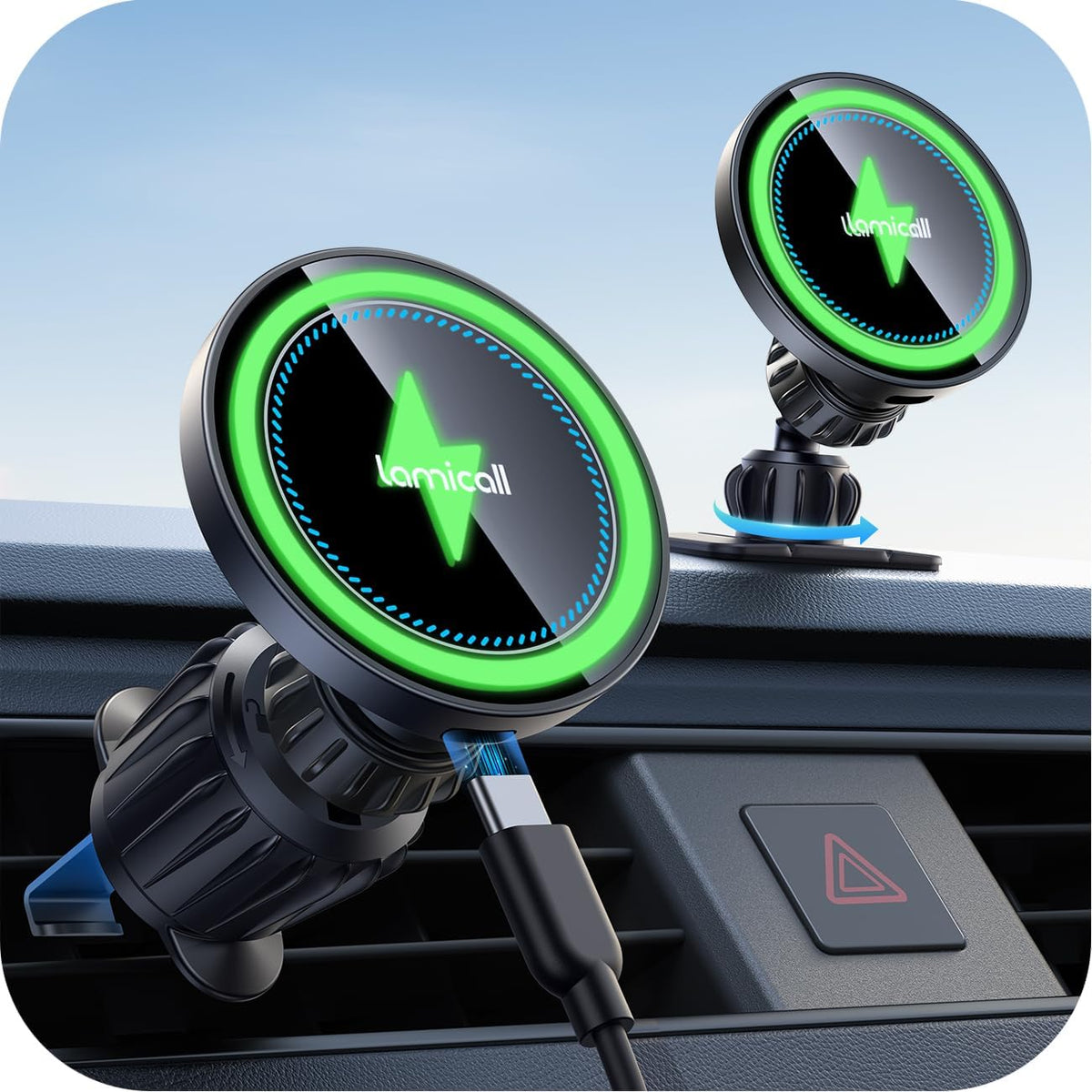 Lamicall 15W for MagSafe Car Mount Charger Vent Dashboard 360° for iPhone
