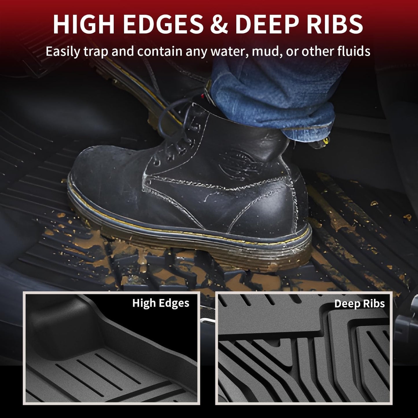 LASFIT Floor Mats & Trunk Mat with Backrest Mat for Honda Pilot 2023-2025 2026, Split & One-Piece Foldable Seating All Weather TPE Floor Liners 1st & 2nd & 3rd Row & Cargo Mat with Seatback Mat, Black
