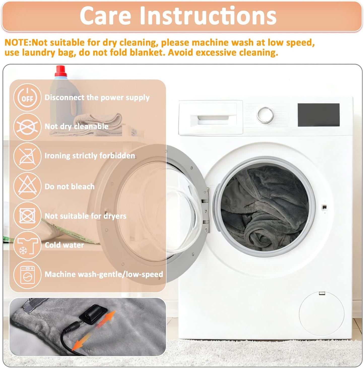 12 Volt Car Heated Blanket, 2-in-1 Wearable Car Blanket 59"X39" with 3 Heating Levels with Zipper for Car/Truck/SUV/RV, Camping & Travel Car Electric Blanket, Machine Washable, Grey