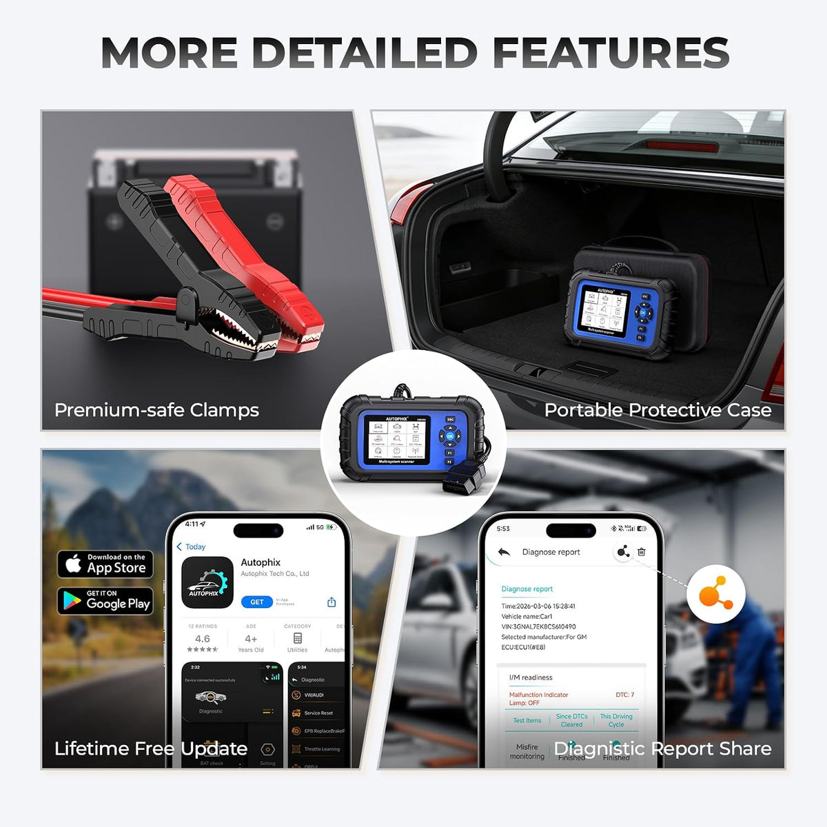 AUTOPHIX DM5900 OBD2 Scanner with 4-System Diagnostics & Battery Test