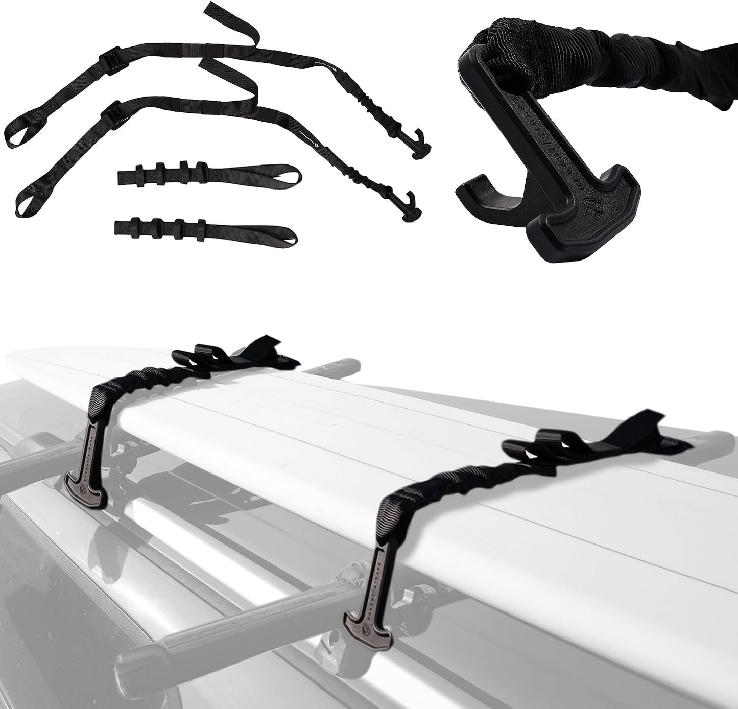 T-Pull Quick-Release Tie-Down Strap (2 Straps Included) – Fast, One-Handed Strap System for Surfboards, Paddleboards, Kayaks & Roof Racks – Ultra-Durable, Easy to Use, No Knots or Hassle