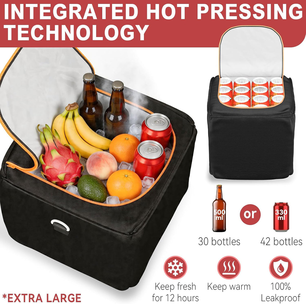XL Heavy-Duty Trunk Organizer for Car, 6 Adjustable Compartments & Cooler | Car Trunk Organizer With Lid & Removable Leakproof Cooler Bag, Reinforced Panels, Non-Slip Base, Tie-Down Straps For Sedan