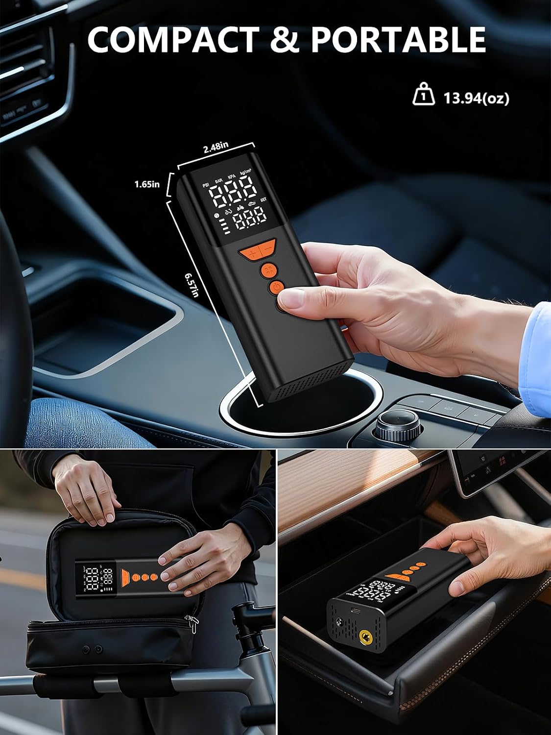 Tire Inflator Portable Air Compressor,Bike Pump with Memory Function