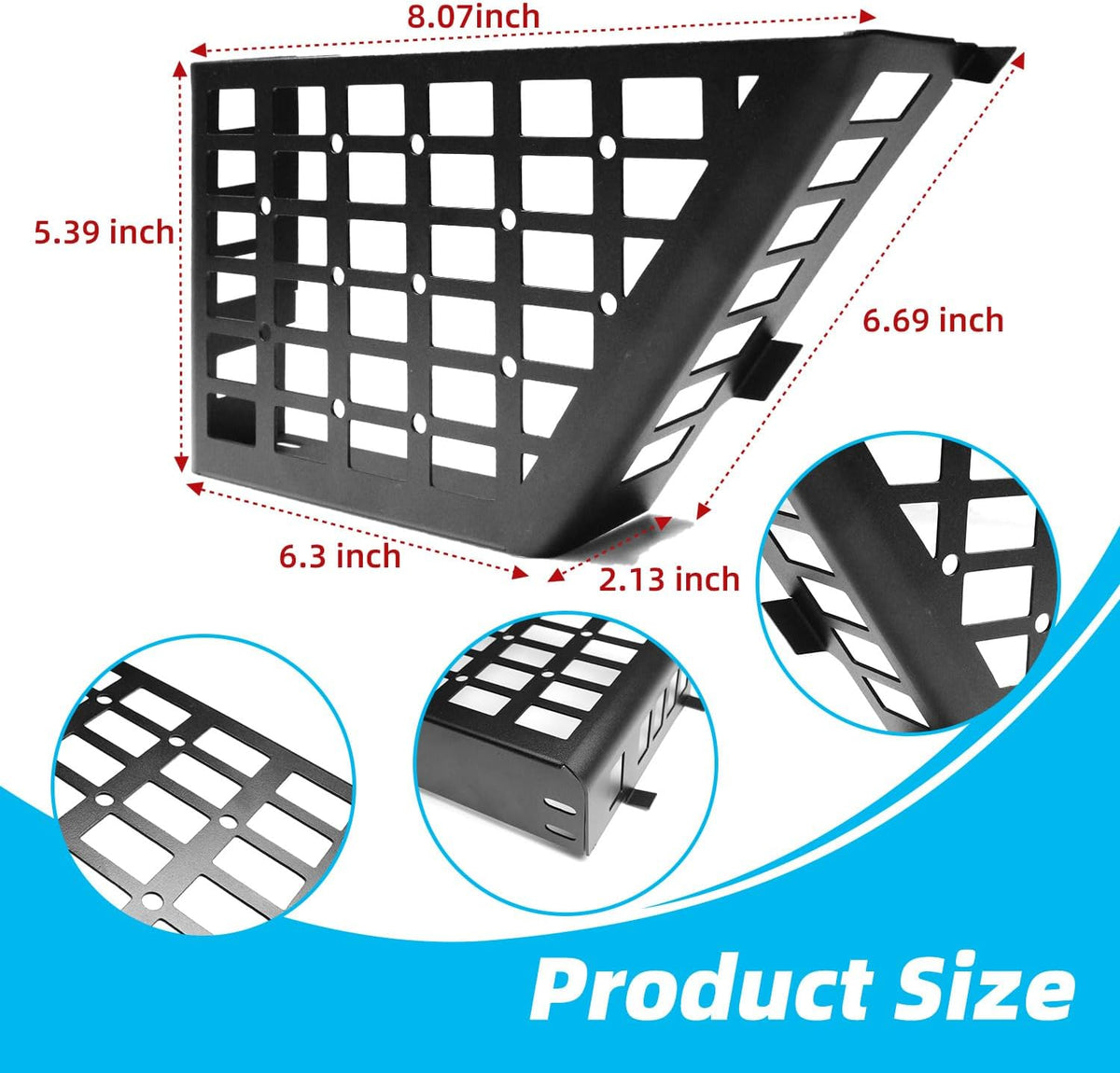 Aluminum Rear Door Storage Pockets, 1 Pair Door Side Insert Organizer Boxes