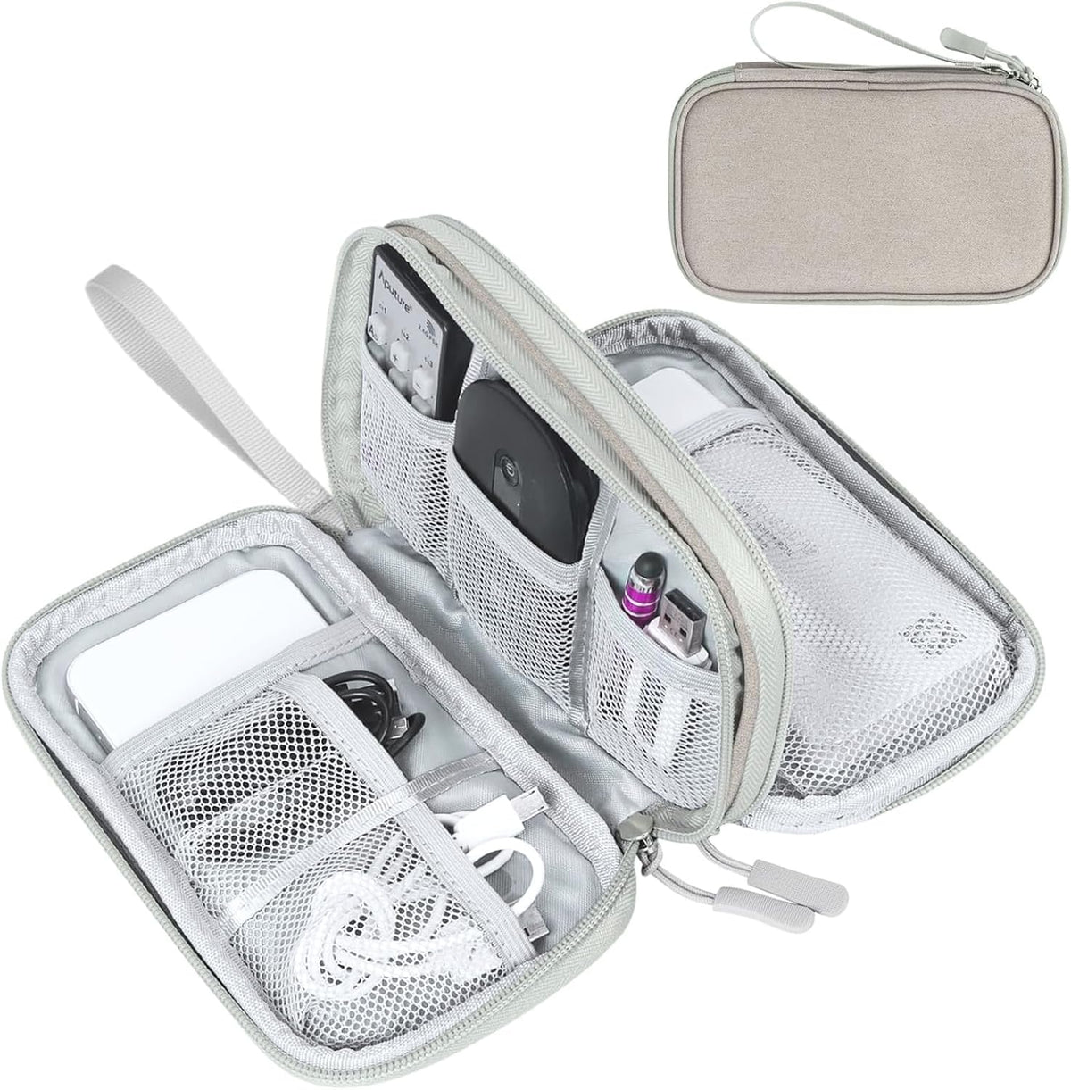 FYY Electronic Organizer, Travel Tech Pouch Bag, Medium, Khaki