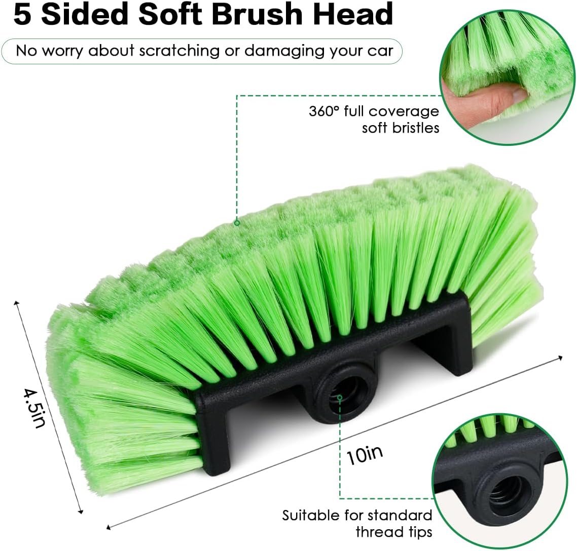 10FT Car Wash Brush with Long Handle, Car Cleaning Kit with Telescoping Pole and Soft Bristles Cleaning Brush, Detailing Brushes, Wheel Brush, Car Wash Sponge & Towel for RV, Trucks, SUV, House Siding