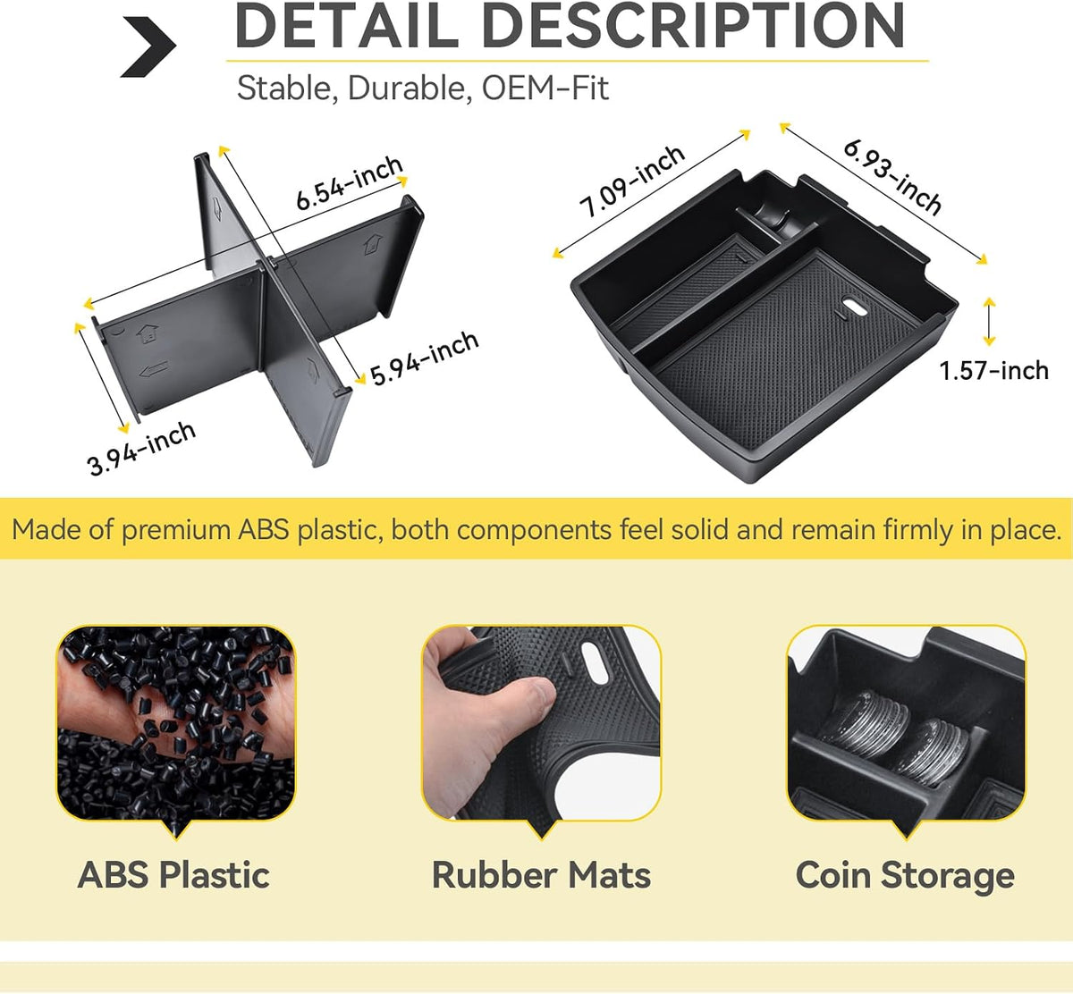 2PCS ABS Kit Center Console Organizer Tray For 2025-2026 Hyundai Tucson
