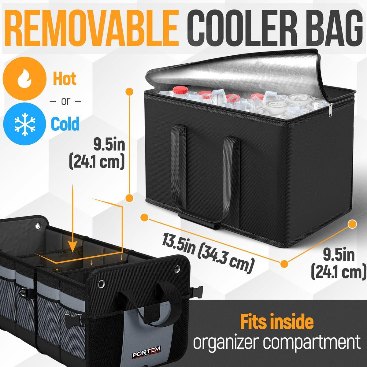 FORTEM Trunk Organizer - Collapsible Car Organizer & Storage Bag for SUVs