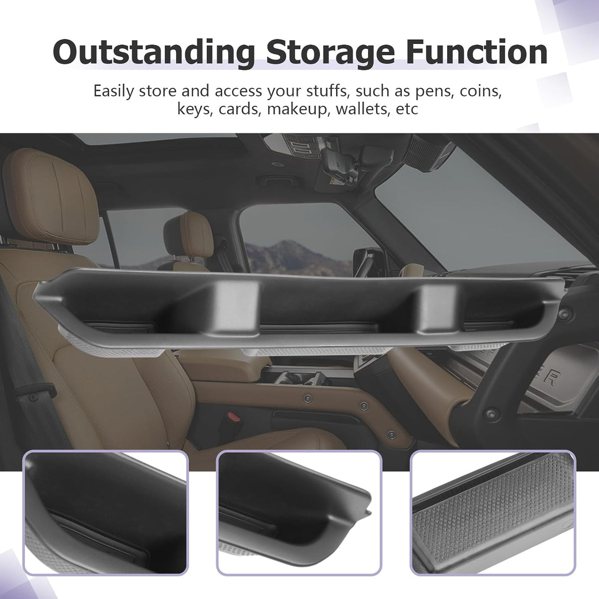 LUWU 2025 Defender Passenger Side Box Compatible with 2020 2021 2022 2023 2024 2025 Land Rover Defender Accessories Door Side Box Center Console Organizer Armrest Console Organizer Insert Tray