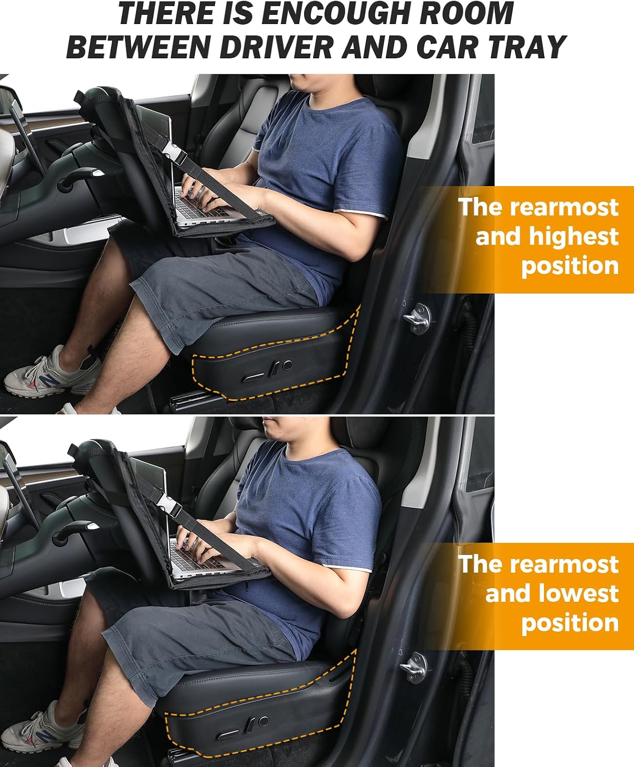 JOYTUTUS 3 in 1 Steering Wheel Eating Tray Upgraded(16.1 * 10 inch), Car Back Seat Laptop Desk, Multifunctional Car Office Bag, Car Work Table for Writing, Car Organizer for Kids, Commuters, Family