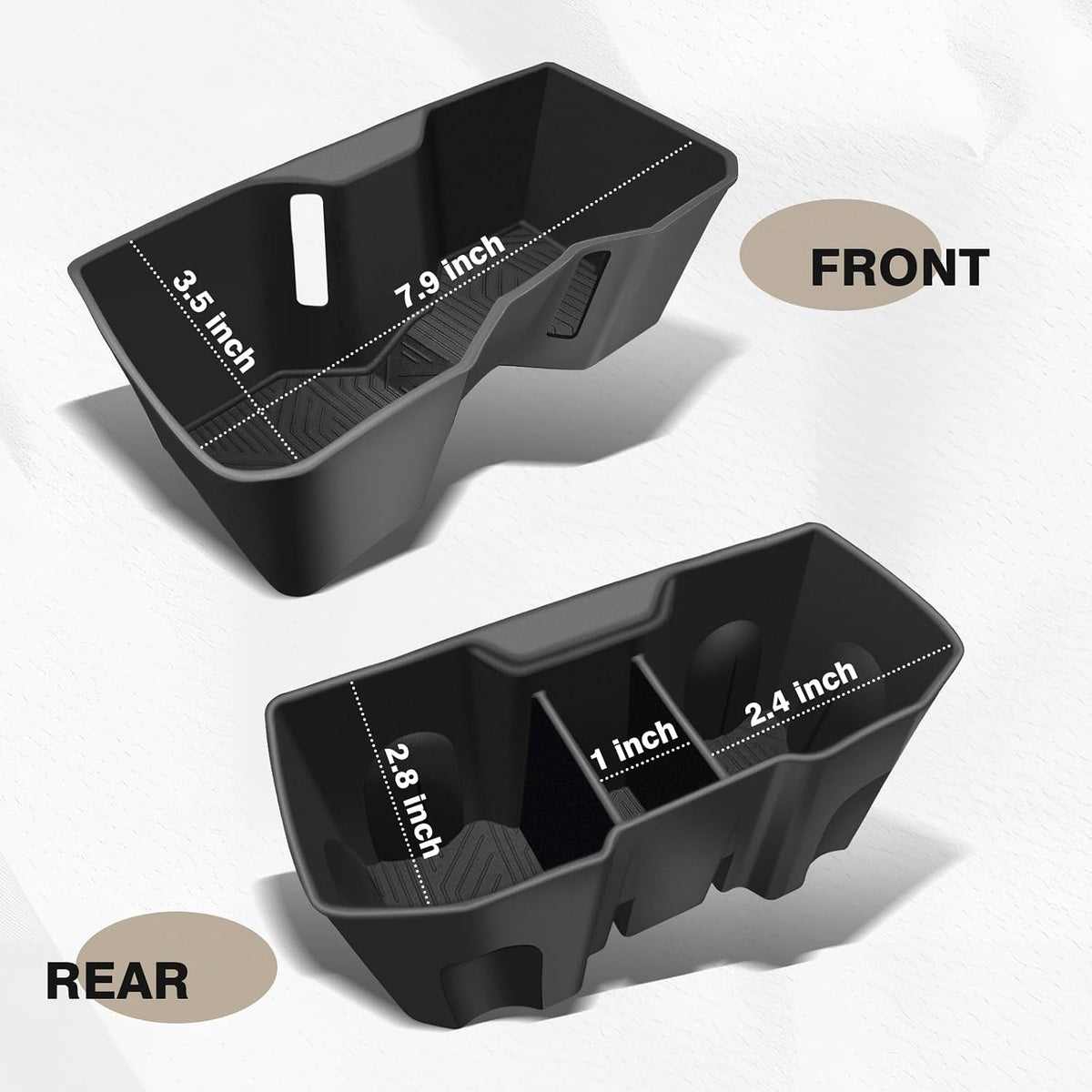 Muslogy Console Front & Rear Cup Holder Inserts for 2024-2026 Toyota Tacoma