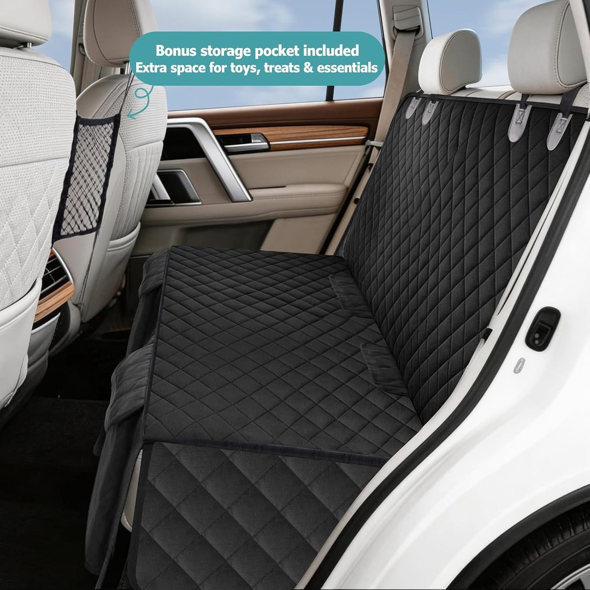 Bark Lover Deluxe More Durable Waterproof Backseat Protector, High Heat Resistant and Nonslip Back Seat Cover for Dogs Kids, Universal Size Fits Cars, Trucks, SUVs