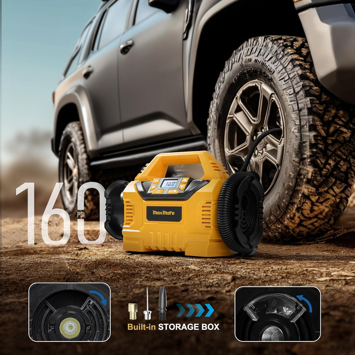 Portable Tire Inflator/deflator Compatible with DeWalt 20V Battery