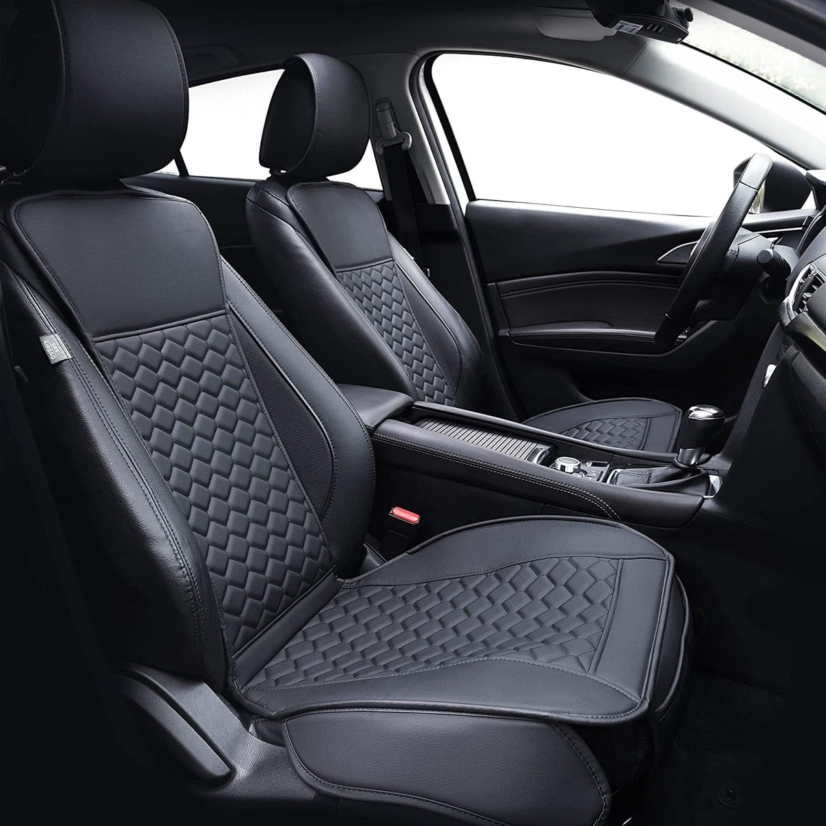 Elantrip Leather Car Seat Covers Front 2PC Waterproof Universal Fit Black