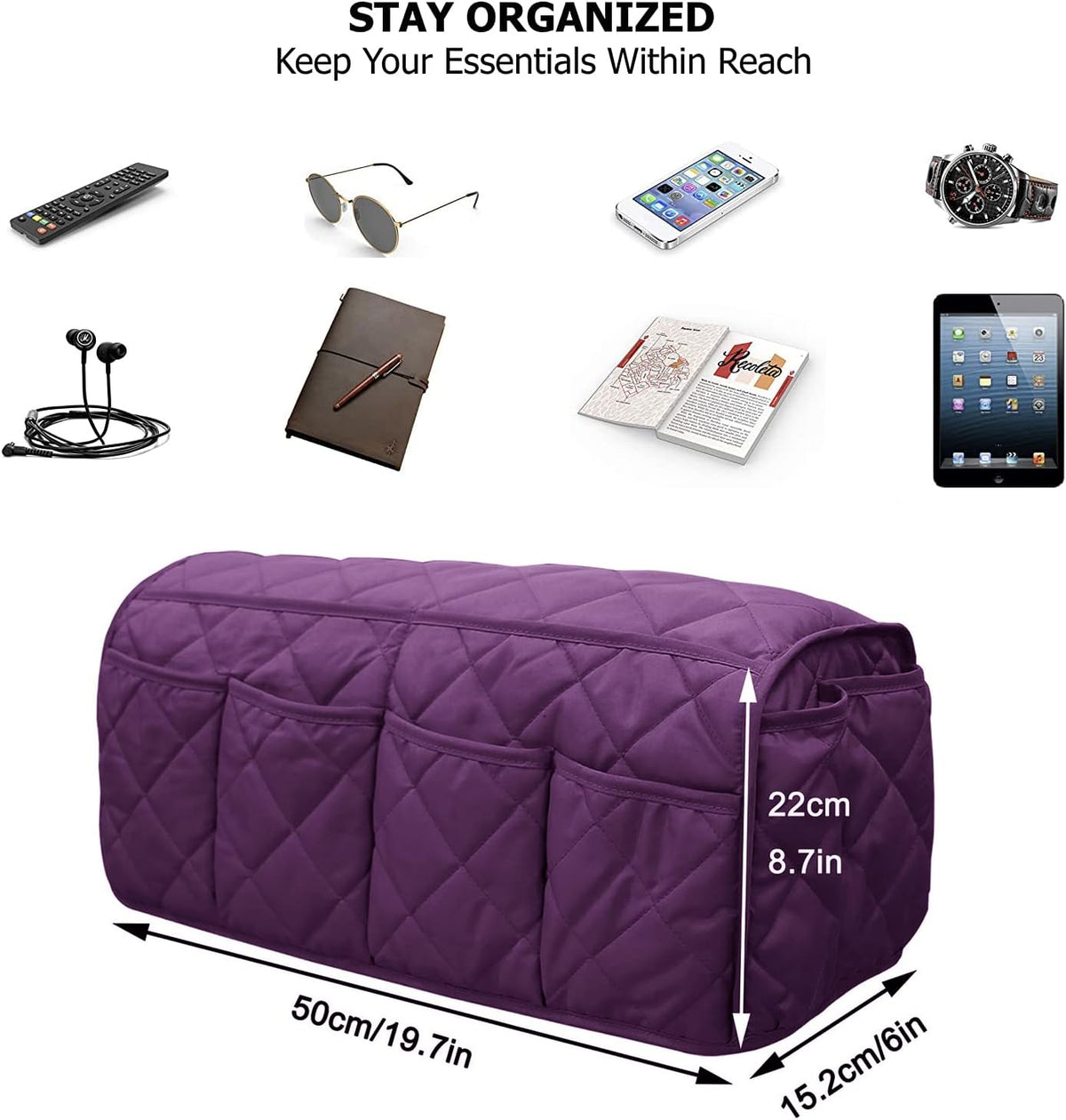 Armchair Caddy for Recliner - Sofa Armrest Organizer with 14 Pockets