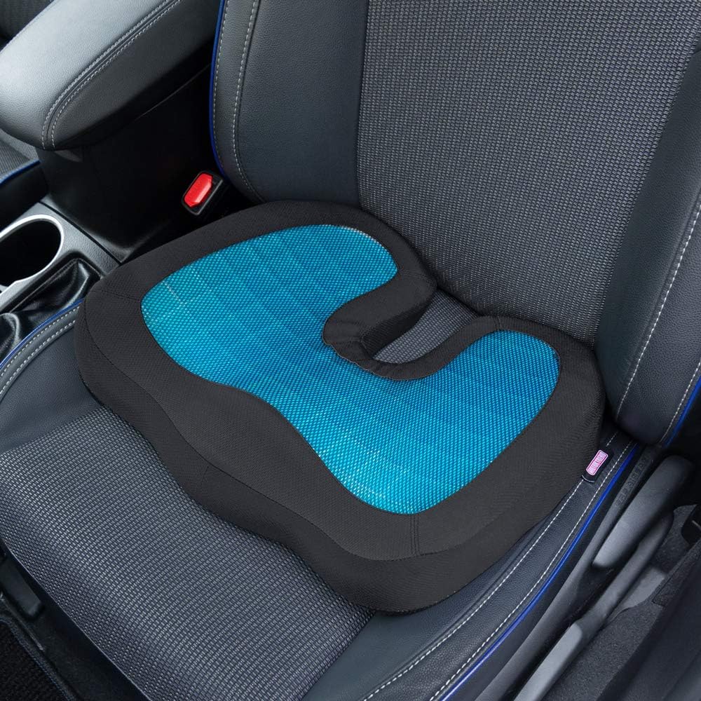 Motor Trend Cooling Car Seat Cushion with Memory Foam, Made with Orthopedic Gel for Maximum Coccyx Comfort & Back Pain Relief, Ideal Office Chair Cushion