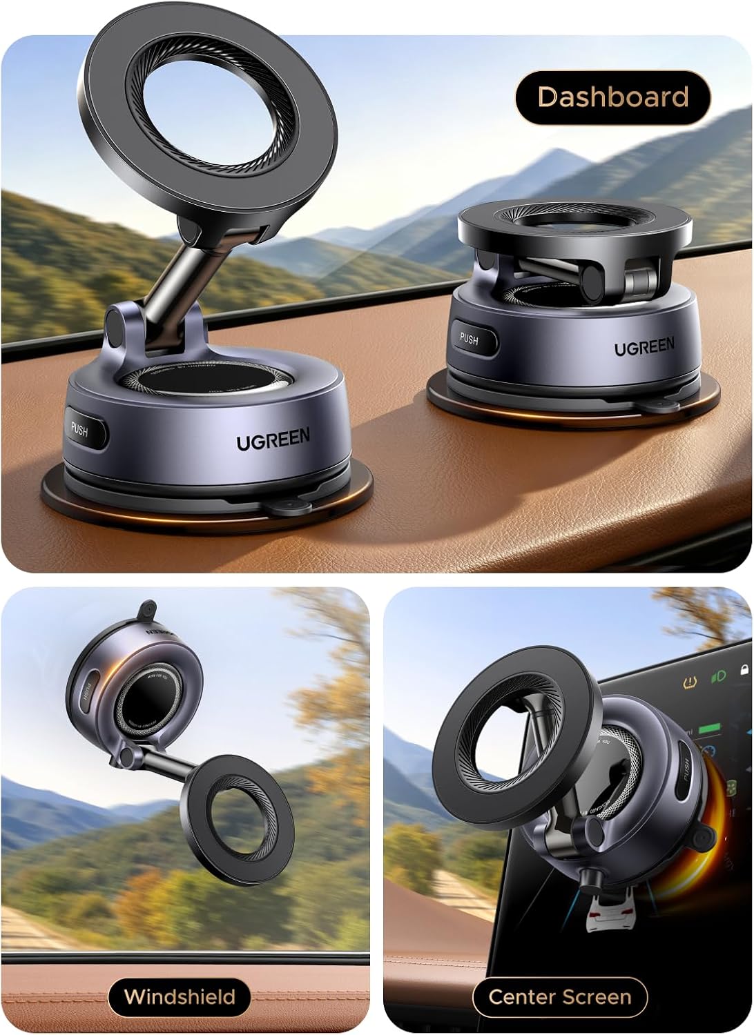 UGREEN Upgraded MagSafe Car Mount, Strongest Magnet Power, 30*N52 Magnets