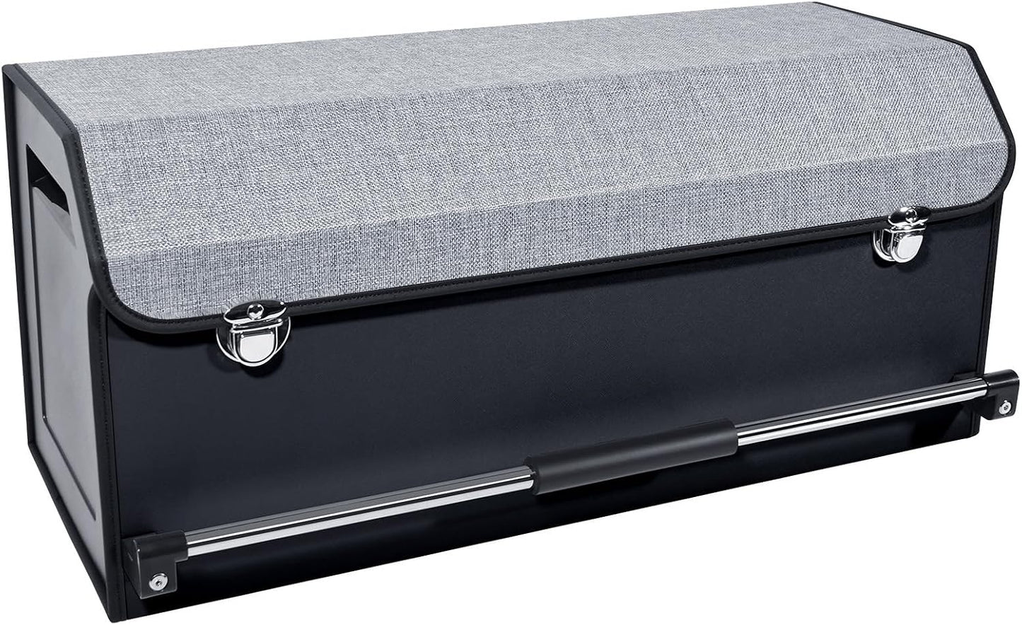 XCF SUV Trunk Organizer, Collapsible Car Trunk Organizer with Lid and Sturdy Handle Car Trunk Leather Storage Box SVU Cargo Storage (Grey, 27.1 x 11.4 x 12.2in)