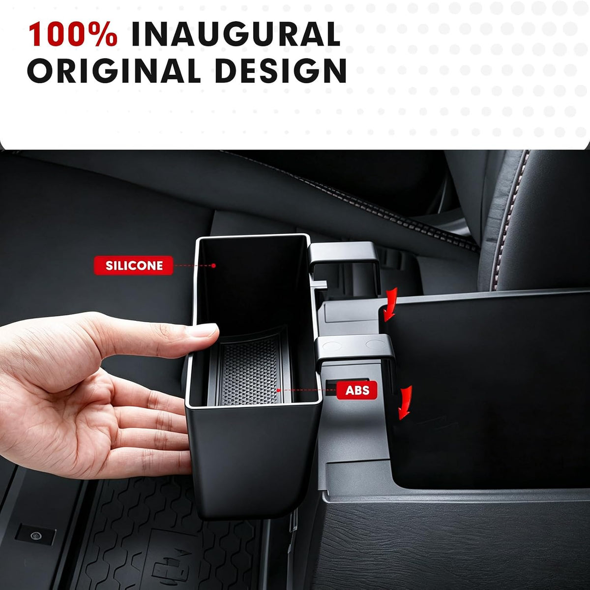 Autorder Center Console Hanging Organizer for 2022-2026 Nissan Frontier - Front Hanging Armrest Storage Box Middle Console Tray - ABS Black