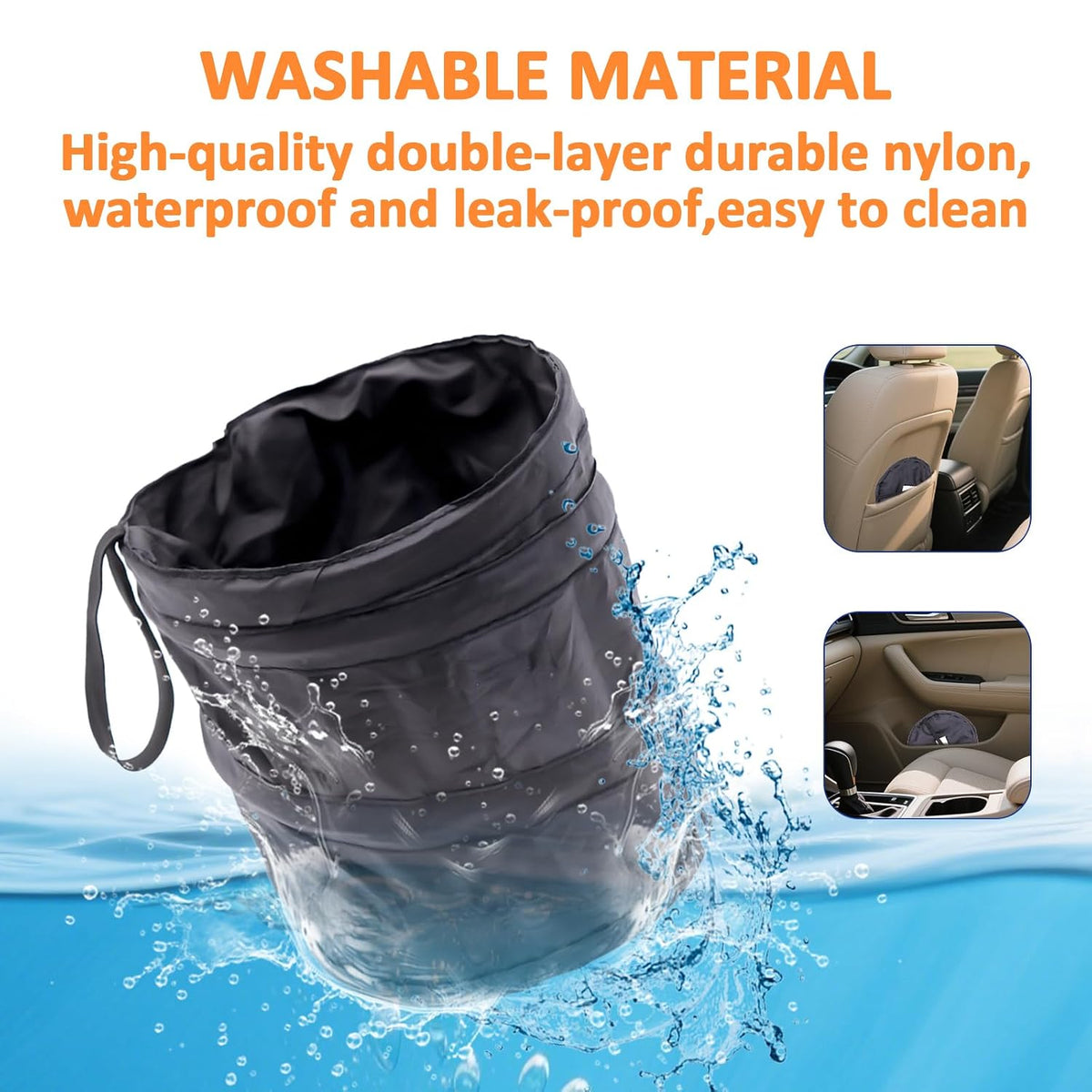 2-Packs Car Trashcan, Collapsible Car Trash Can - Pop-Up Garbage Bin Fits Cup Holder, Auto, Truck & RV | Foldable Mini Trash Can for Small Spaces, Portable Waste Bin for Car Door (2PCS)