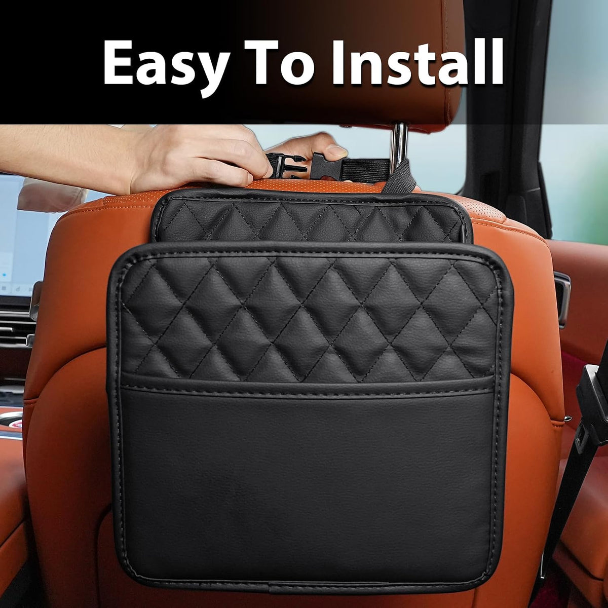 FrgKbTm 2Pack Car Seat Back Organizer, Waterproof Car Backseat Organizer with Cup Holders Large Capacity Hanging Car Storage Bag for Phones Documents Cups Bottle Travel Compatible with Most Vehicles