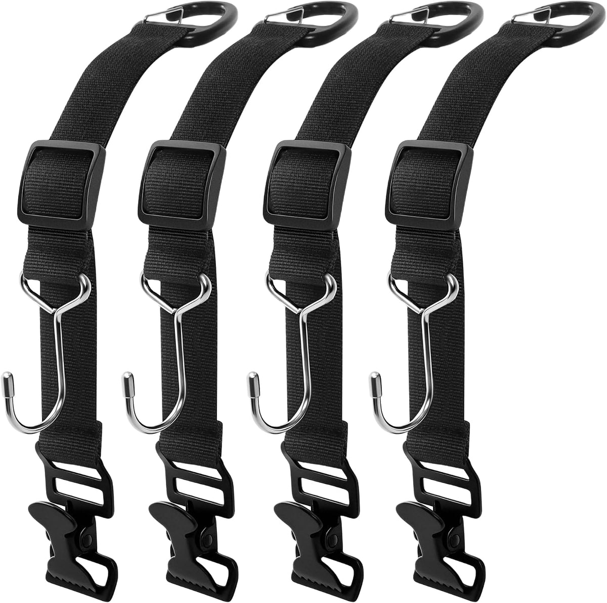 Purse Hook for Car, Adjustable Headrest Hooks & Hat Clip (4 Pack)