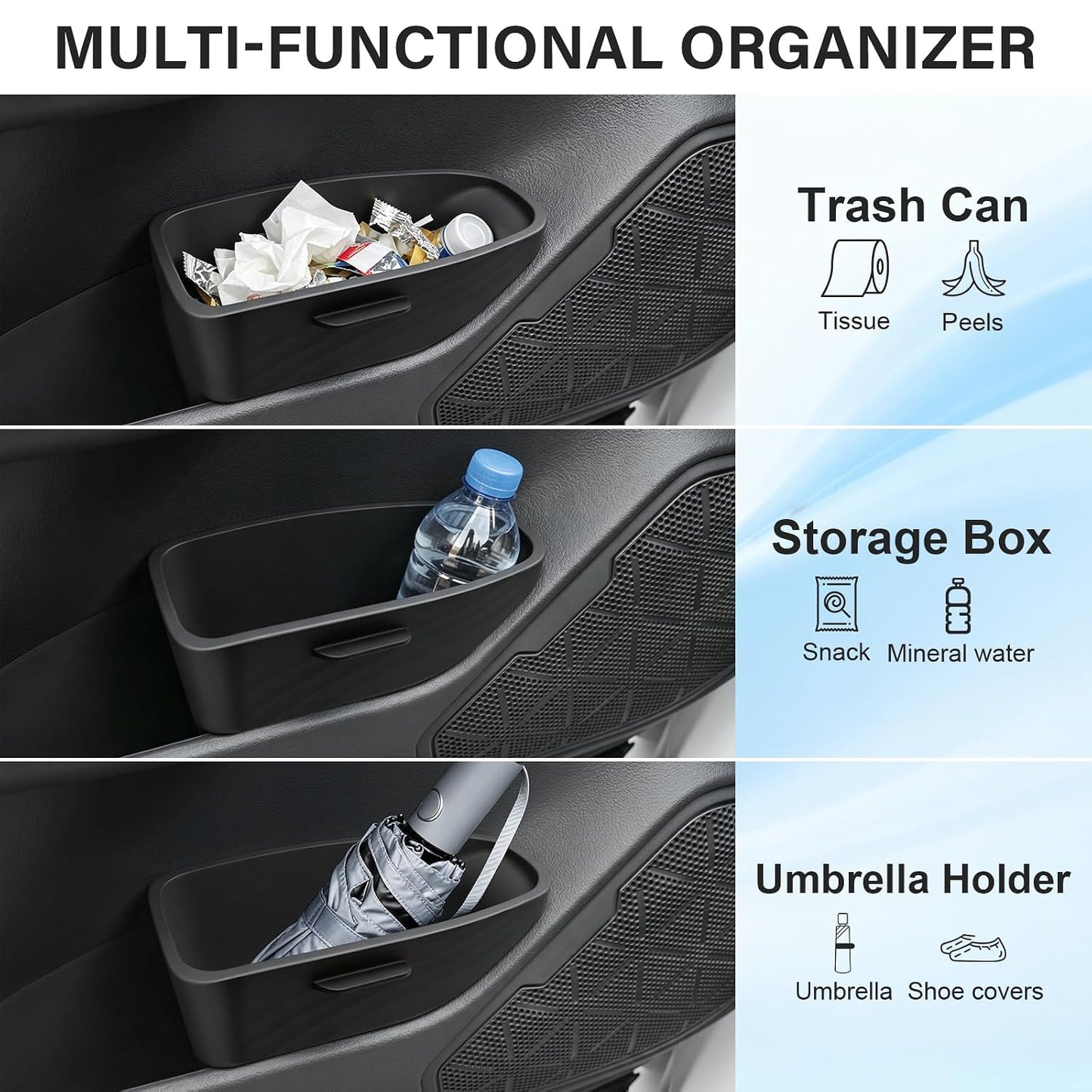 for Toyota Rav4 Accessories 2025 2024-2019 Door Side Trash Can Garbage Bin Storage Box Tray (2 Pcs)