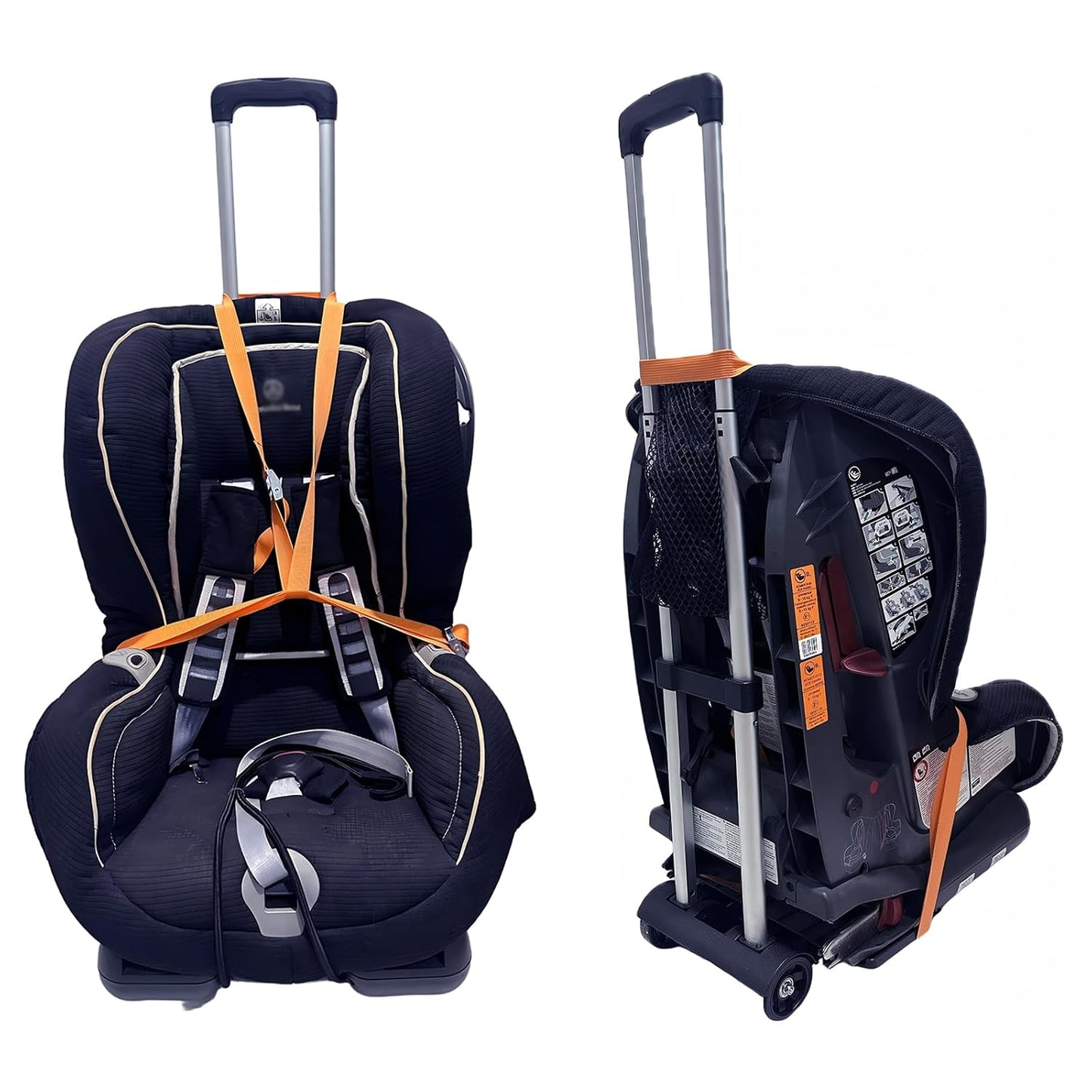 Car Seat Travel Cart for Airport, Foldable Car Seat Dolly & Roller, 90lbs Capacity Car Seat Carrier for Airport Travel, Compact Stowable Base Plate, Universal Fit for Most Brands