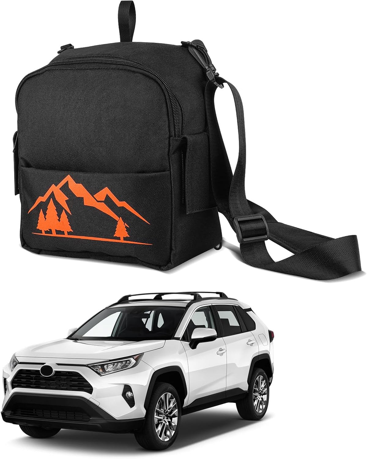 Powerty Trunk Organizer for Toyota RAV4 2019-2025, RAV4 Cargo Organizer, Cargo Storage Bag for 2019-2025 Toyota RAV4 Accessories Orange