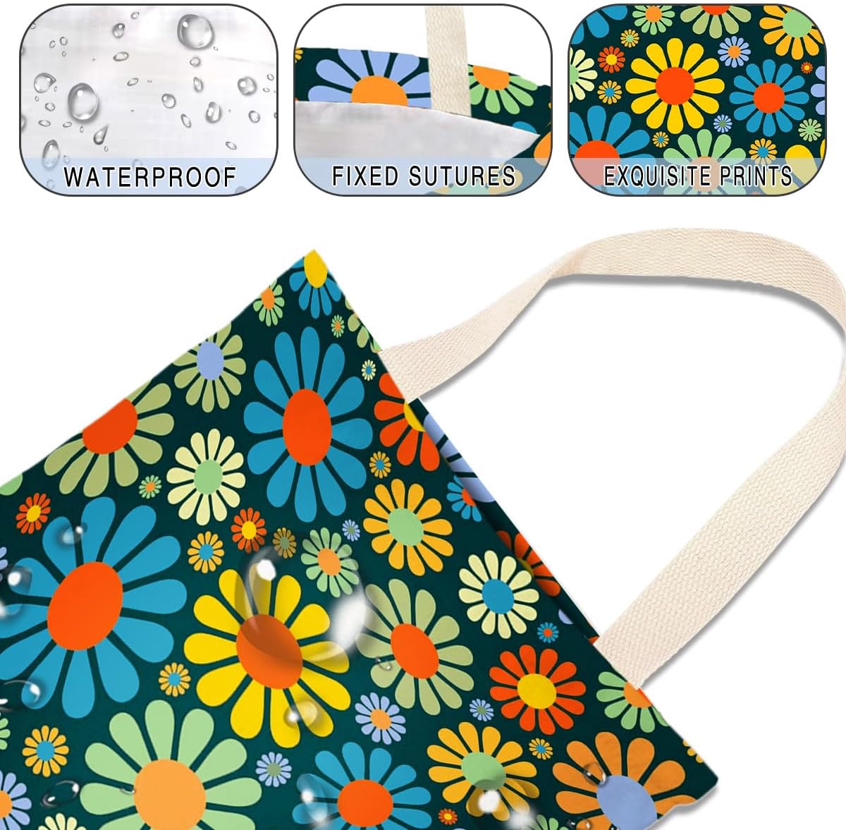 Car Trash Bag Hanging No Snap Small Garbage Bag for Car Back Seat Cute Printed One-handed Strap Trash Bags Car Accessories-Hippie Flower Car Trash Bags
