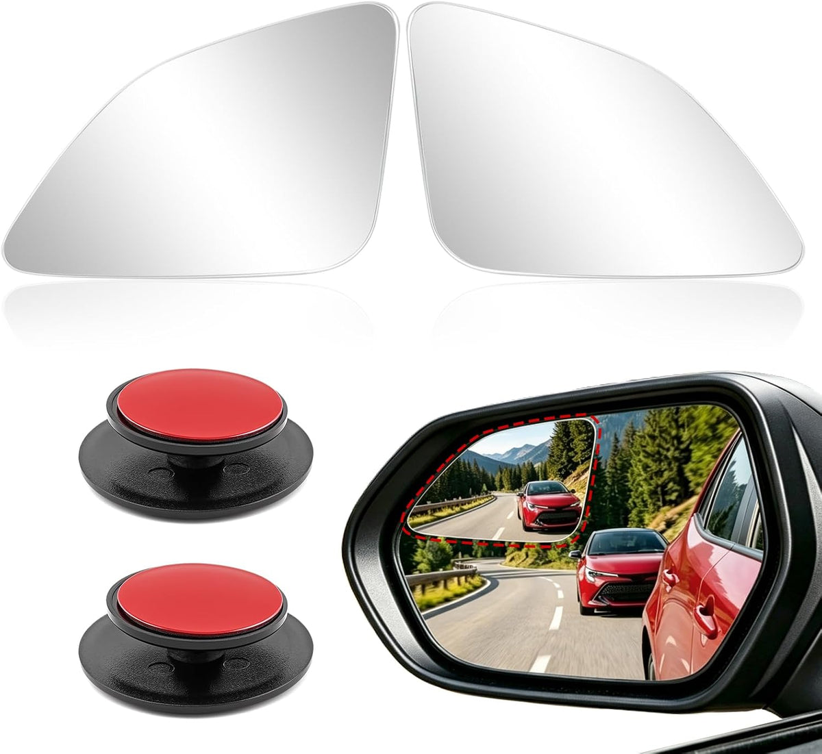TOP-MAX Blind Spot Mirror Compatible with Toyota Camry 2018-2025 Corolla 2019-2025 Prius 2016-2022, Custom Fitted Convex Stick On Rear View Mirror for Side Mirror Extended View, 2 Pack (Left & Right)