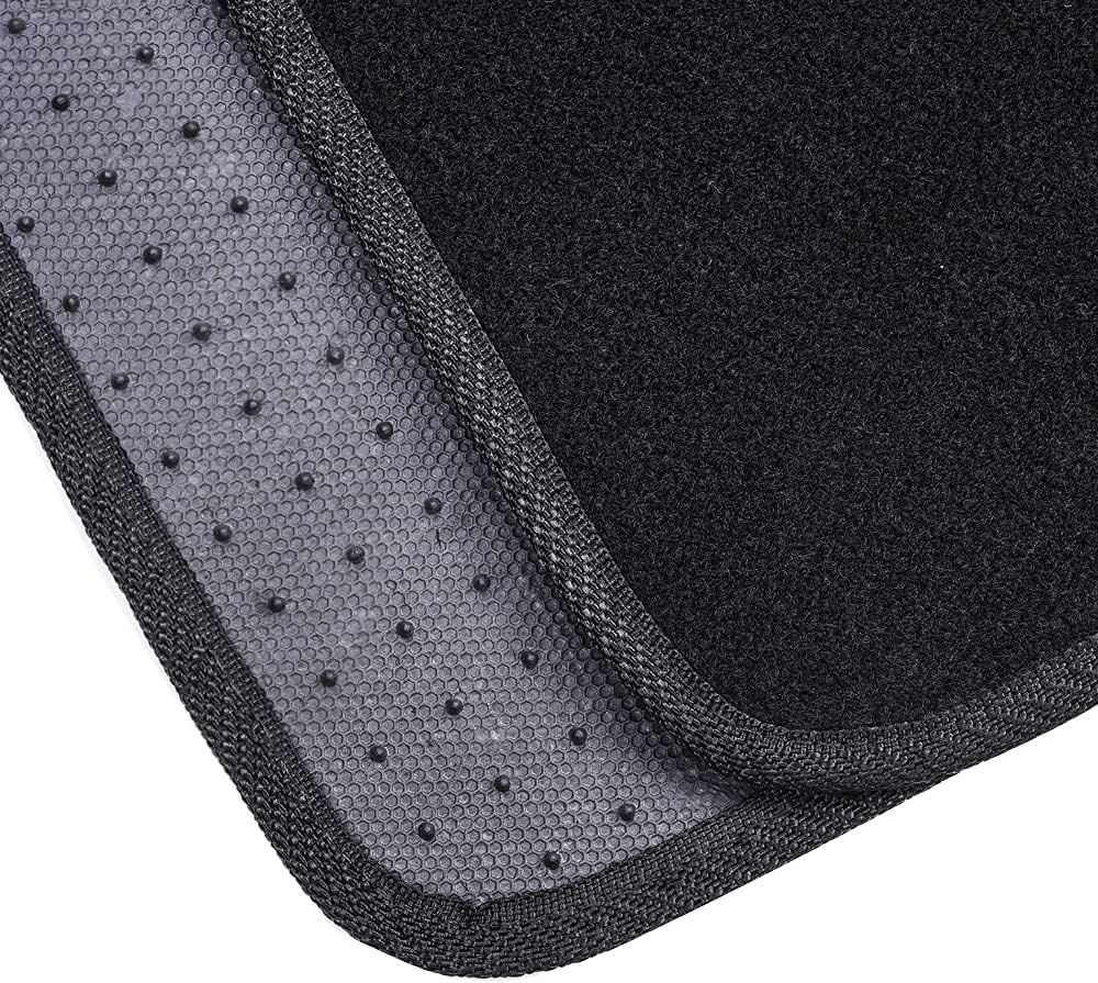 Amazon Basics Universal Fit Anti-Slip Carpet Floor Mats, Full Set for Car, SUV, Van & Truck, 4 count, Black, 25"L x 17.5"W (Front), 13"L x 17.5"W (Rear)
