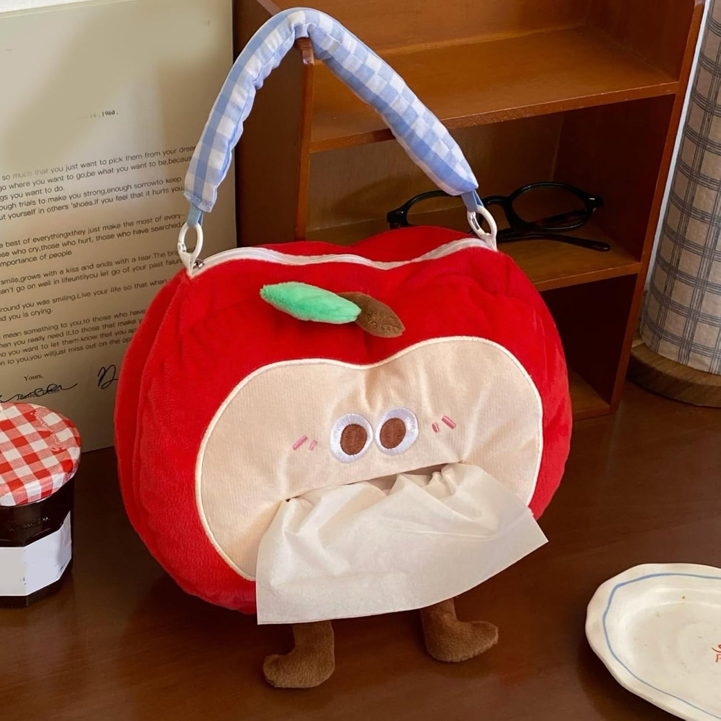 Creative Fruit Shaped Fabric Tissue Box Holder Hanging Hook Space Saving Storage Case for Car and Office Multi Purpose Holder
